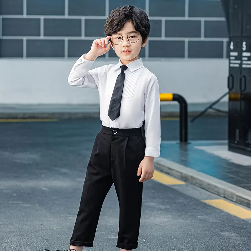 Spring 2023 Boys Grey Pants Set with Cuffed Hems - Image 7