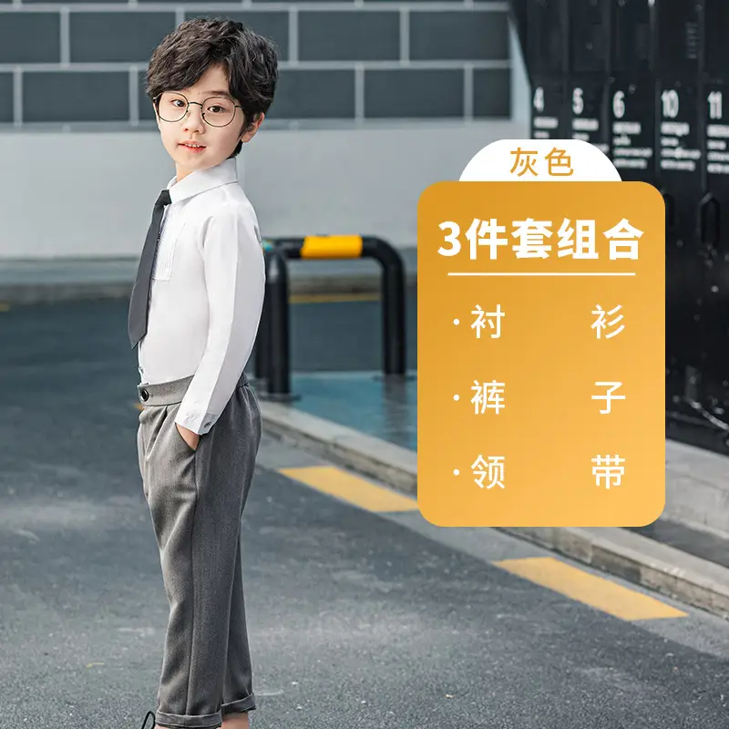 Spring 2023 Boys Grey Pants Set with Cuffed Hems - Image 8