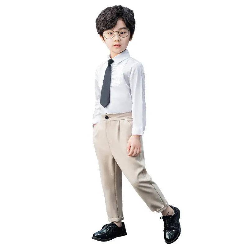 Spring 2023 Boys Grey Pants Set with Cuffed Hems - Image 9