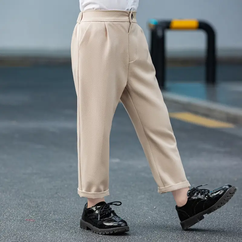 Spring 2023 Boys Grey Pants Set with Cuffed Hems - Image 3