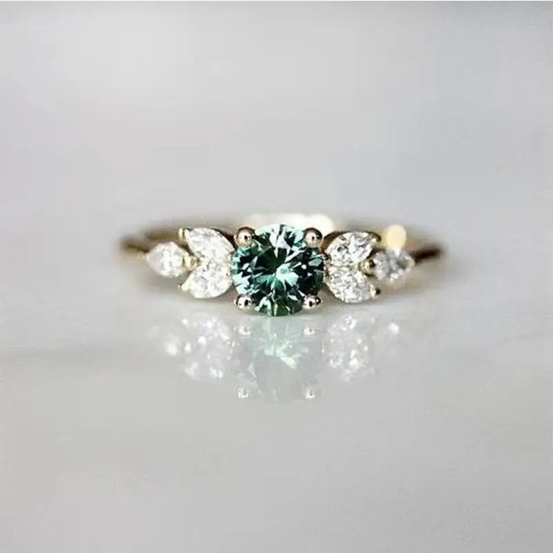 Women's Green Emerald Engagement Ring with Diamond Set - Image 3