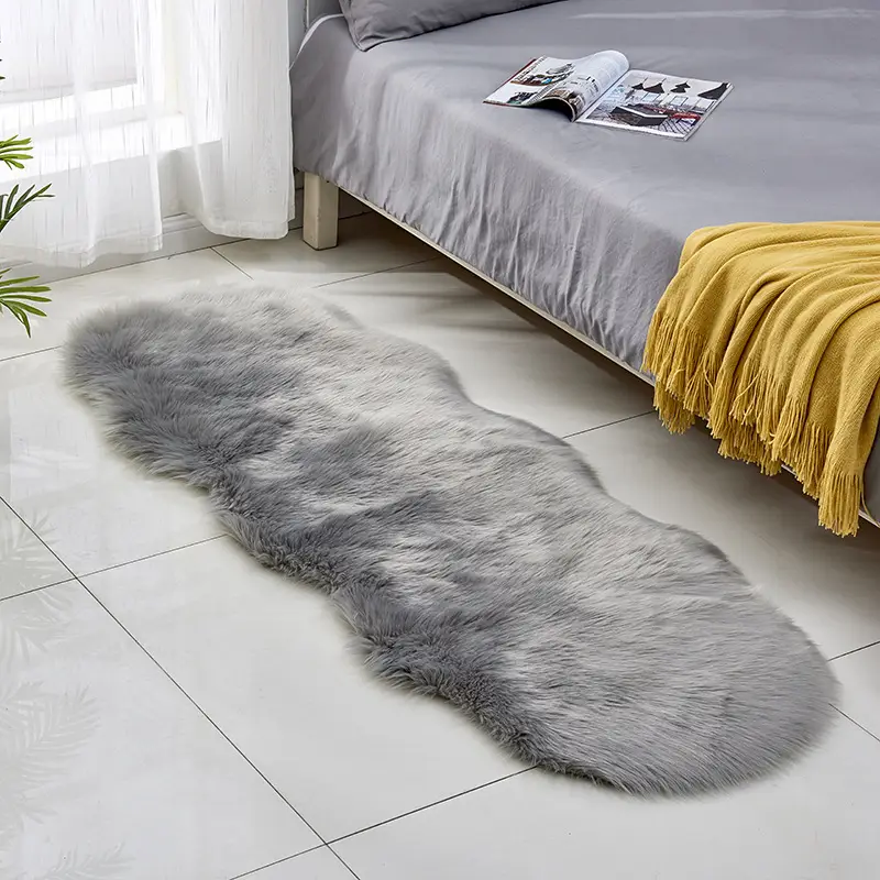 Pink Faux Fur Sofa Cushion Mat for Coffee Table