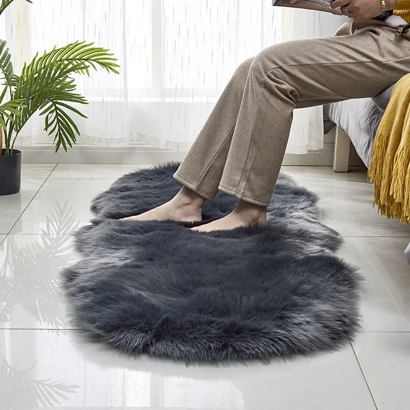 Pink Faux Fur Sofa Cushion Mat for Coffee Table
