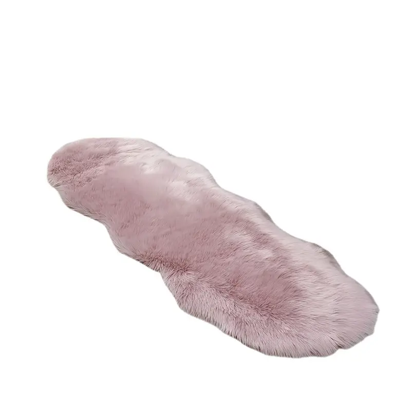 Pink Faux Fur Sofa Cushion Mat for Coffee Table