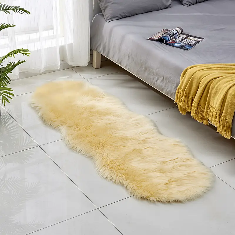 Pink Faux Fur Sofa Cushion Mat for Coffee Table