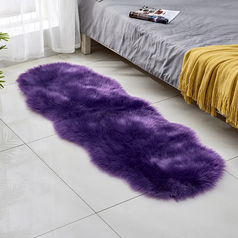 Pink Faux Fur Sofa Cushion Mat for Coffee Table