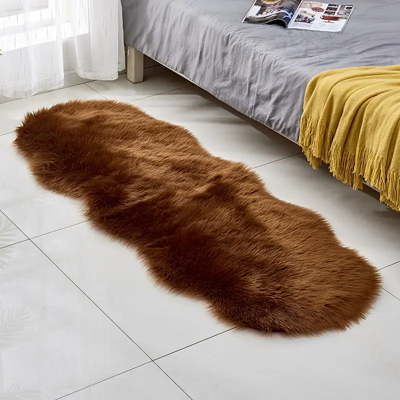 Pink Faux Fur Sofa Cushion Mat for Coffee Table