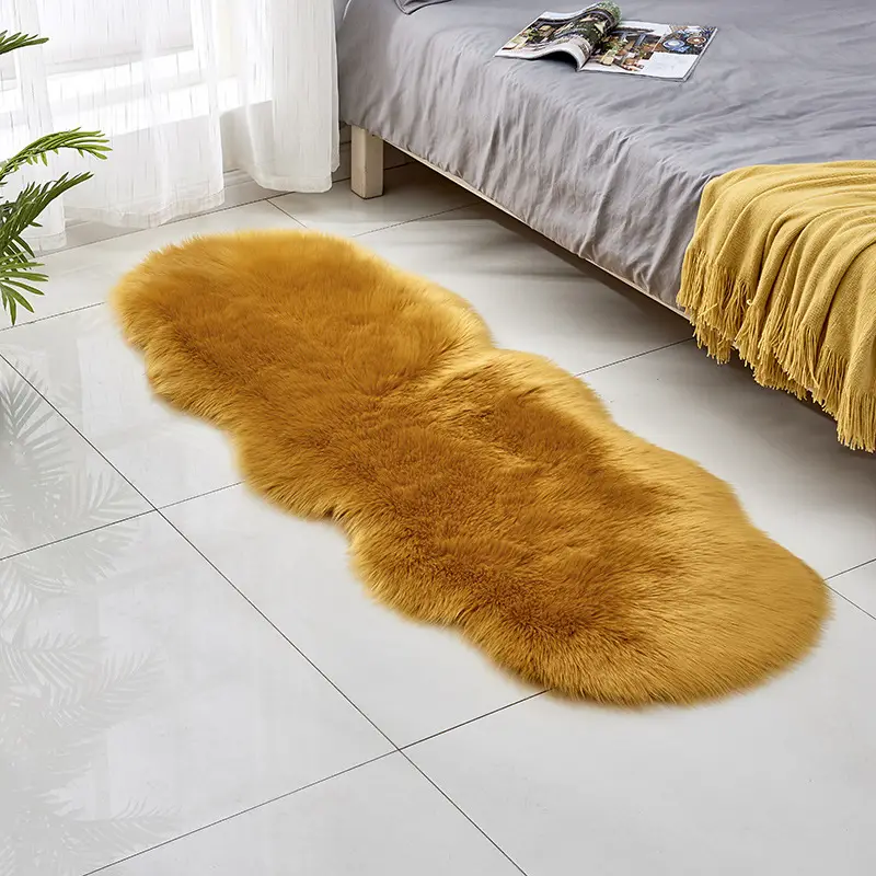 Pink Faux Fur Sofa Cushion Mat for Coffee Table