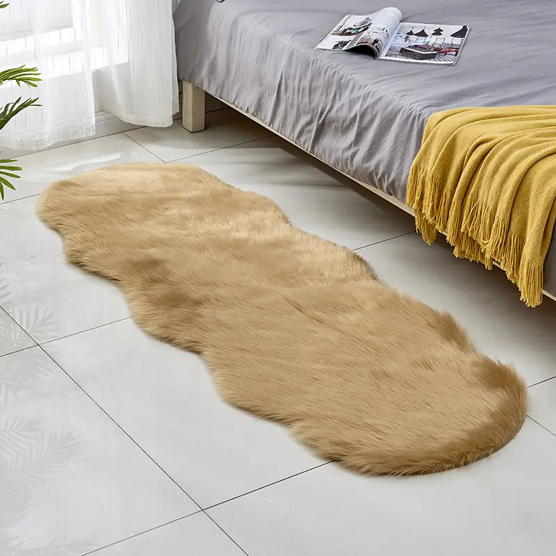 Pink Faux Fur Sofa Cushion Mat for Coffee Table