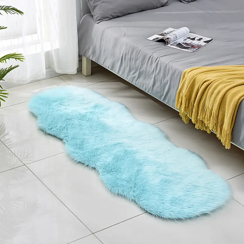 Pink Faux Fur Sofa Cushion Mat for Coffee Table