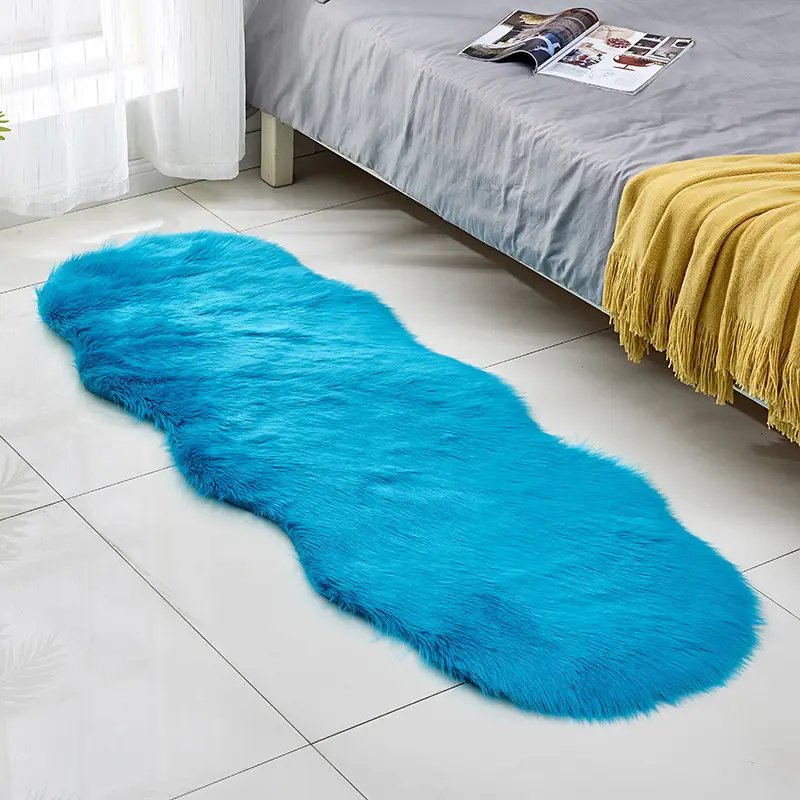 Pink Faux Fur Sofa Cushion Mat for Coffee Table