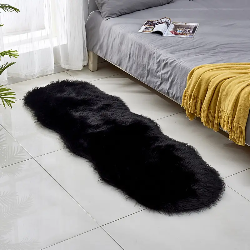 Pink Faux Fur Sofa Cushion Mat for Coffee Table