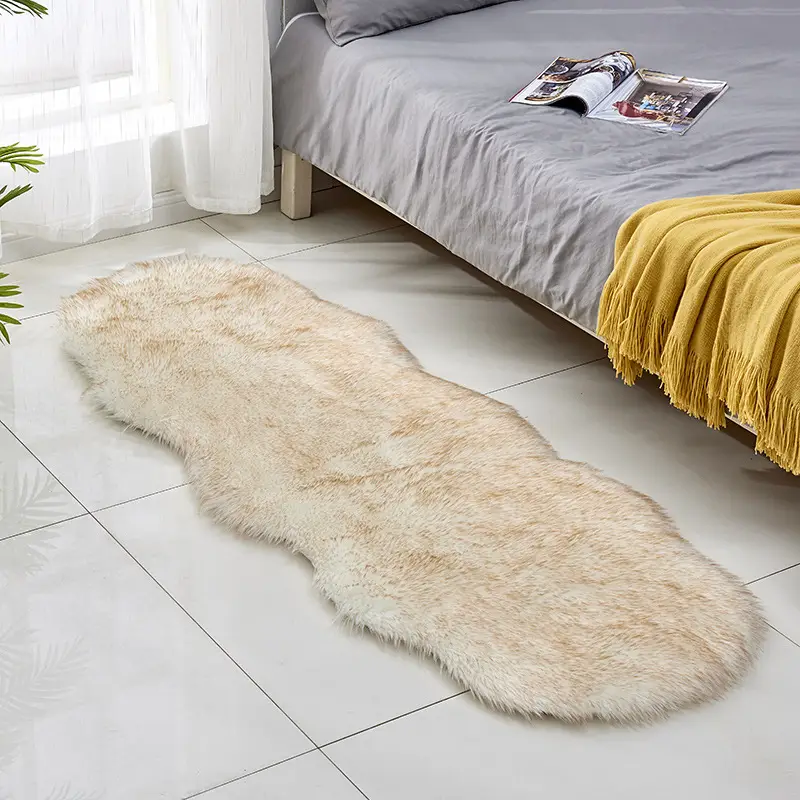 Pink Faux Fur Sofa Cushion Mat for Coffee Table