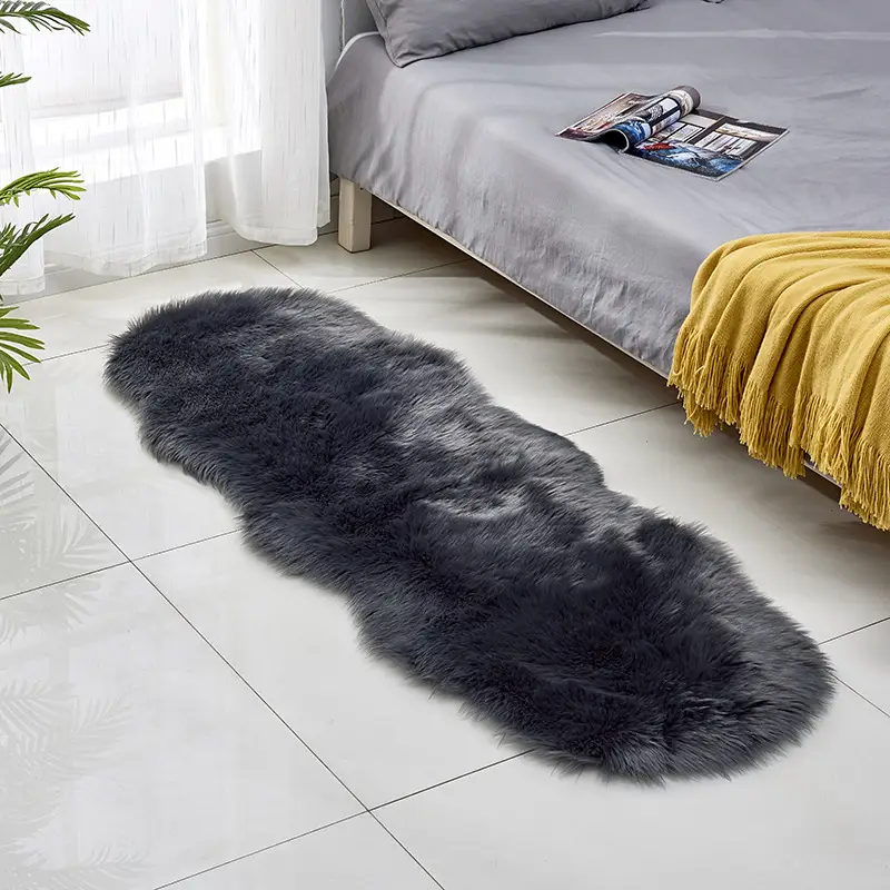 Pink Faux Fur Sofa Cushion Mat for Coffee Table