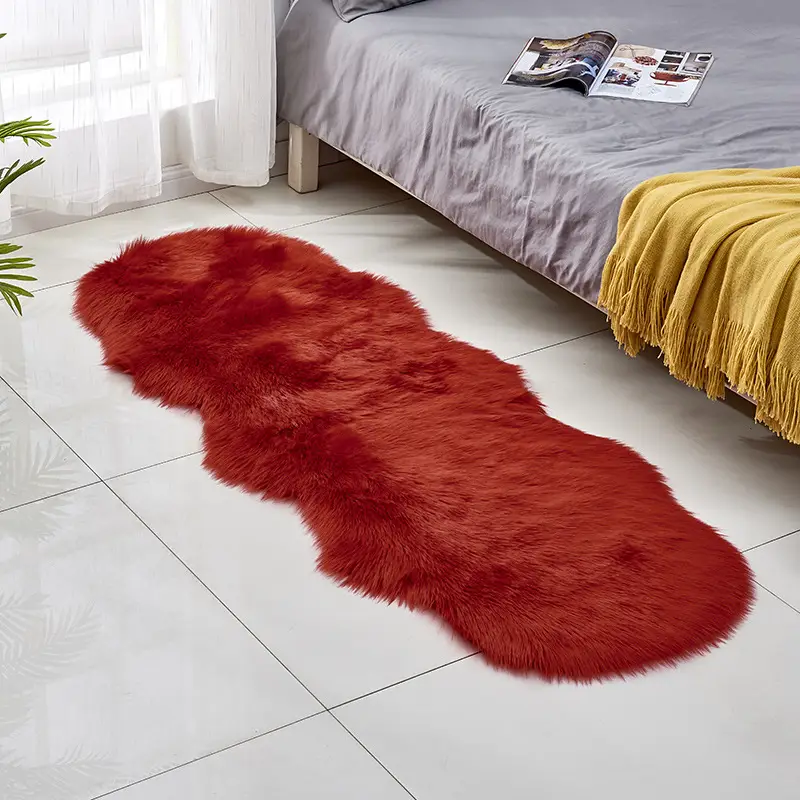 Pink Faux Fur Sofa Cushion Mat for Coffee Table