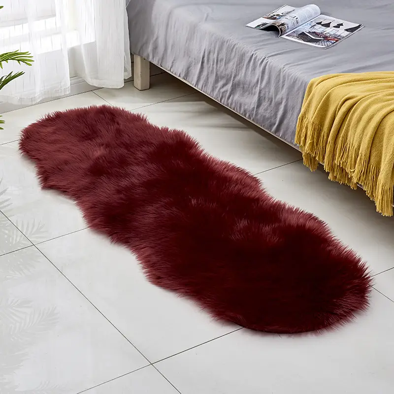 Pink Faux Fur Sofa Cushion Mat for Coffee Table