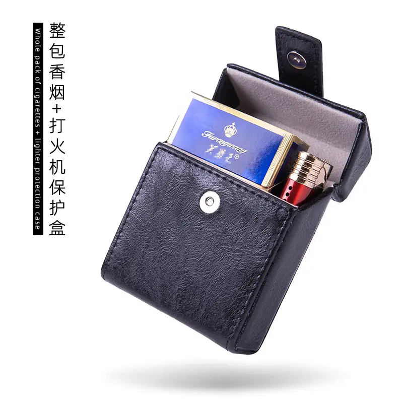 Men PU Leather Pressure-Cold Cigarette Bag Tan — feature 11