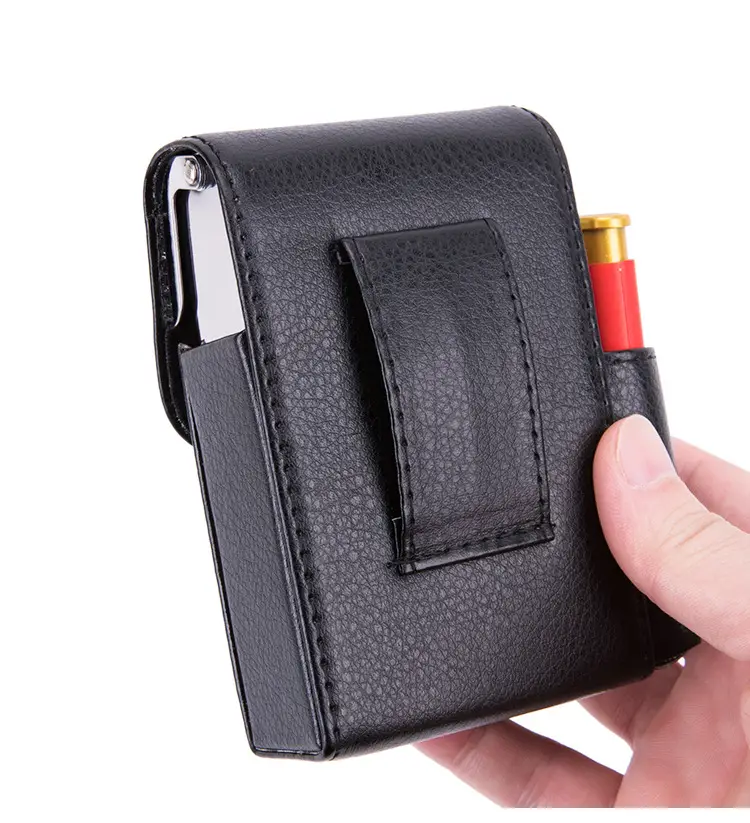 Men PU Leather Pressure-Cold Cigarette Bag Tan — feature 22