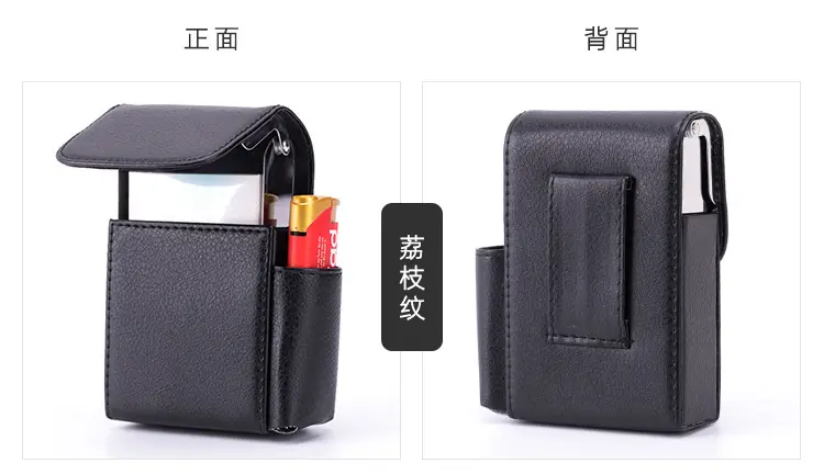 Men PU Leather Pressure-Cold Cigarette Bag Tan — feature 25