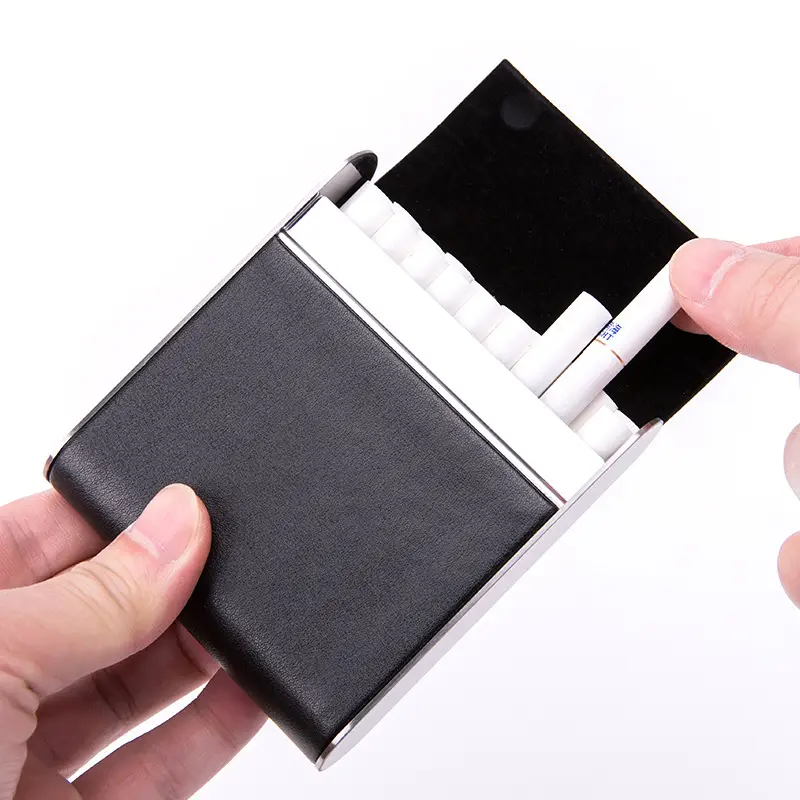 Men PU Leather Pressure-Cold Cigarette Bag Tan — feature 3