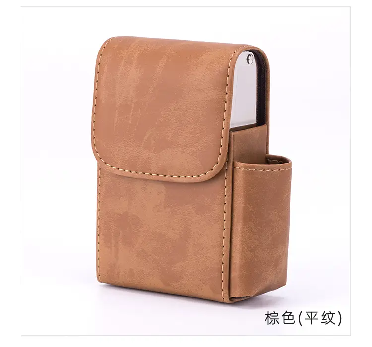 Men PU Leather Pressure-Cold Cigarette Bag Tan — feature 35