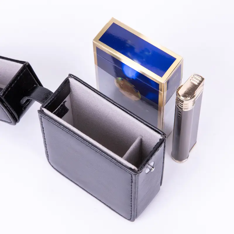 Men PU Leather Pressure-Cold Cigarette Bag Tan — feature 9