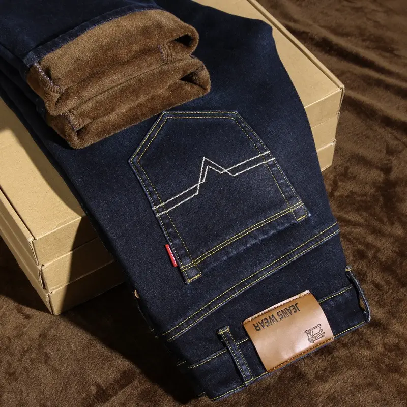 Men's Straight Fit Slim Jeans Blue Winter Style - Image 10