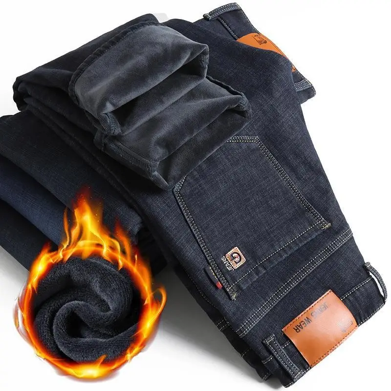 Men's Straight Fit Slim Jeans Blue Winter Style - Image 14