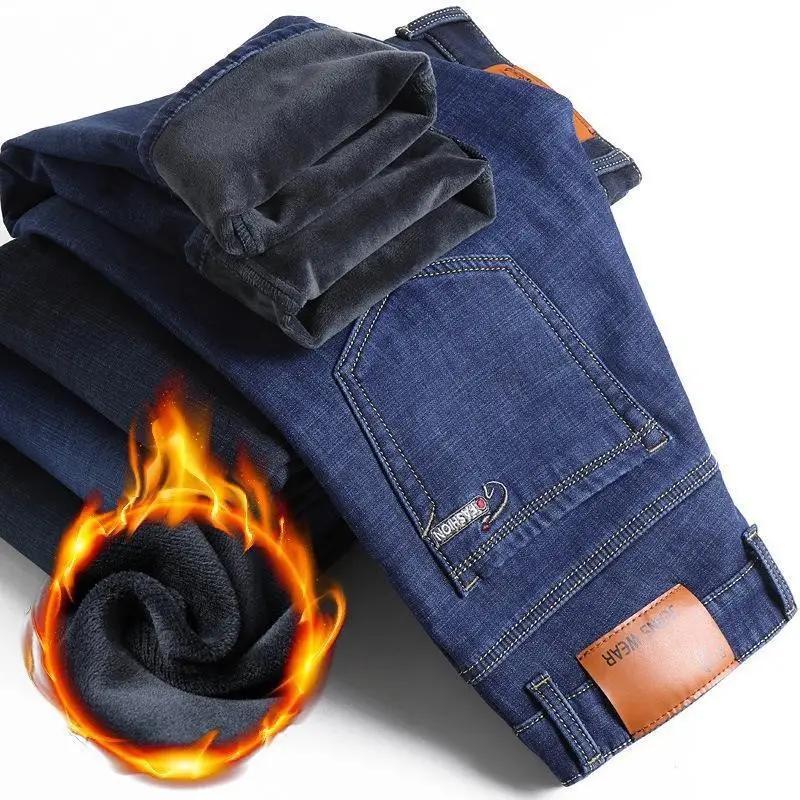 Men's Straight Fit Slim Jeans Blue Winter Style - Image 15