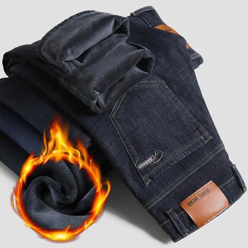 Men's Straight Fit Slim Jeans Blue Winter Style - Image 16