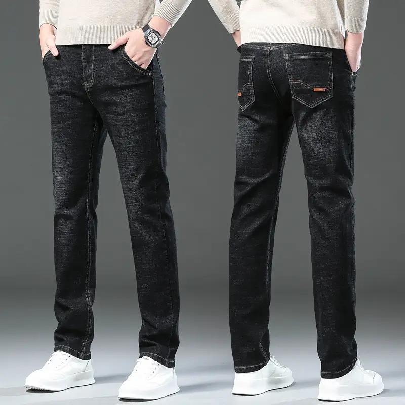 Men's Straight Fit Slim Jeans Blue Winter Style - Image 5