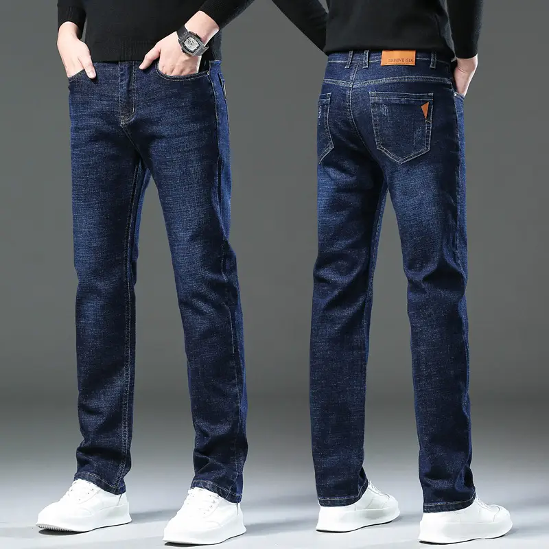 Men's Straight Fit Slim Jeans Blue Winter Style - Image 6