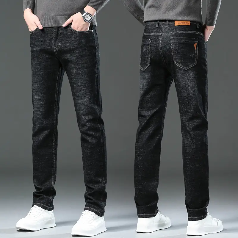 Men's Straight Fit Slim Jeans Blue Winter Style - Image 7