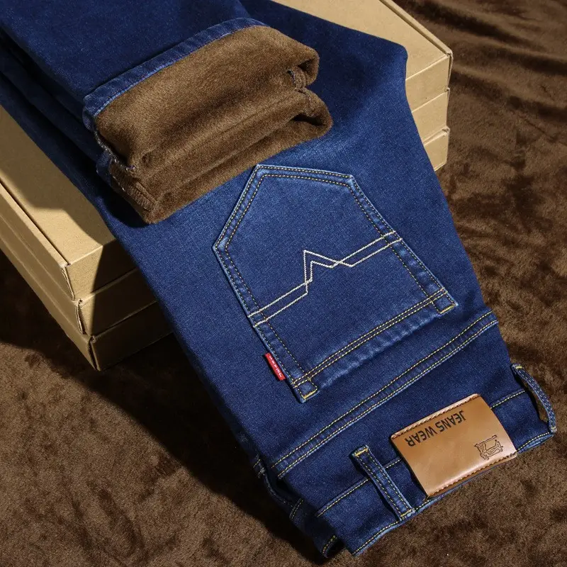 Men's Straight Fit Slim Jeans Blue Winter Style - Image 9