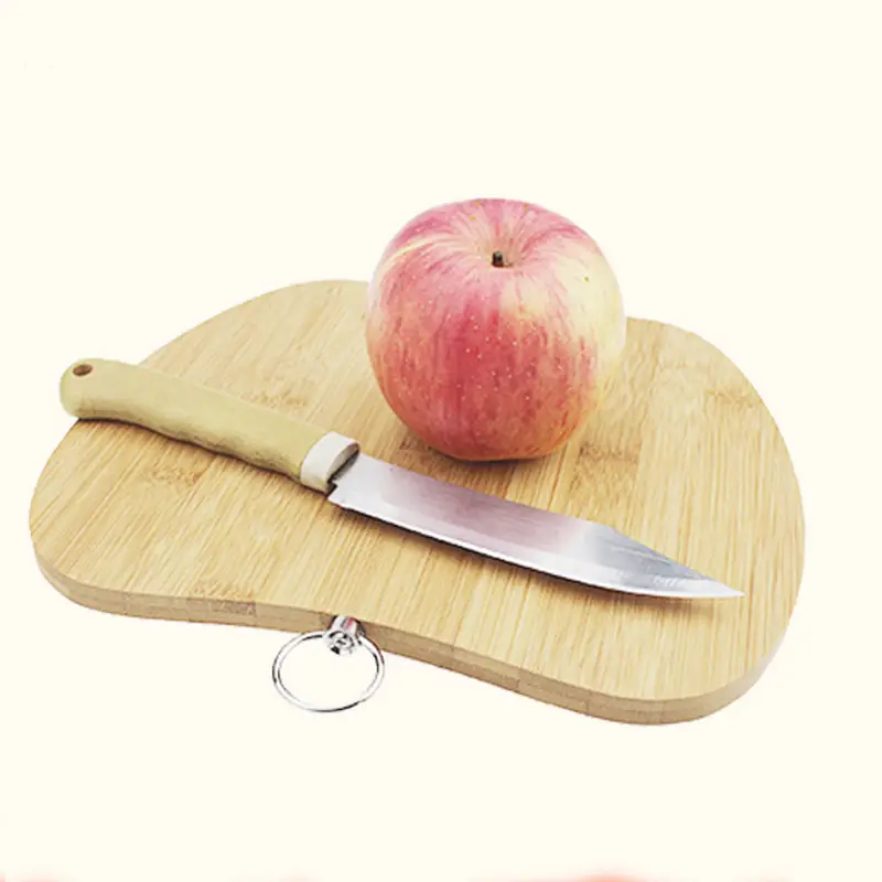 Bamboo Cutting Board for Apple & Knife