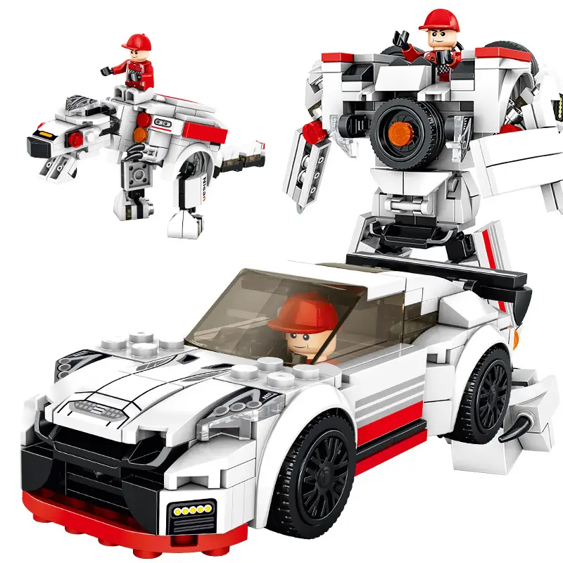Blue Deformable Racing Toy with Red Stripes - Image 2