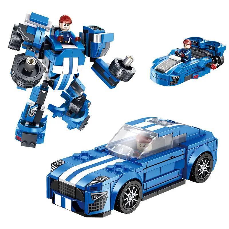 Blue Deformable Racing Toy with Red Stripes - Image 6
