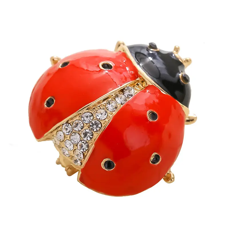 Japanese Ladybug Brooch with Red Inkstone Pin