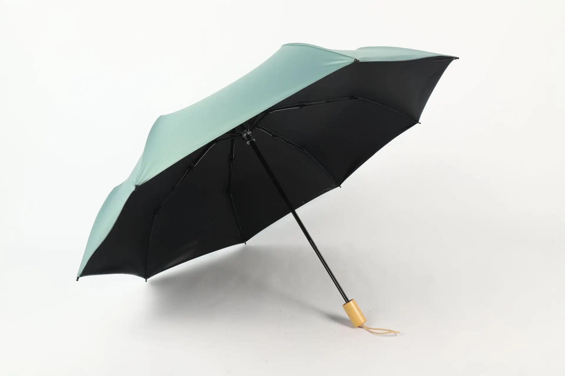 Folding Sun Umbrella Green Wooden Handle Large 70% Off - Image 6