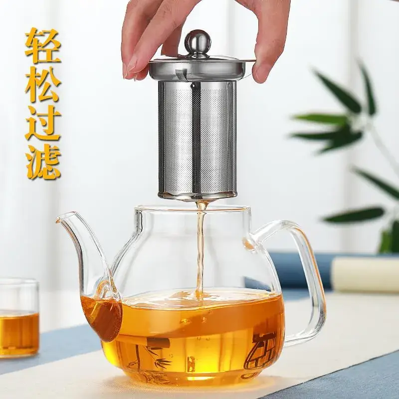 Stainless Steel Filter Tea Pot with Glass Body - Image 3