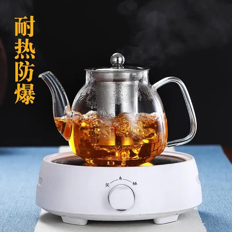 Stainless Steel Filter Tea Pot with Glass Body - Image 4