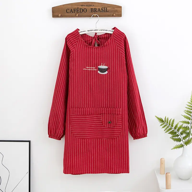 Long Sleeve Apron Overalls Pure Cotton Kitchen Wear - Image 7