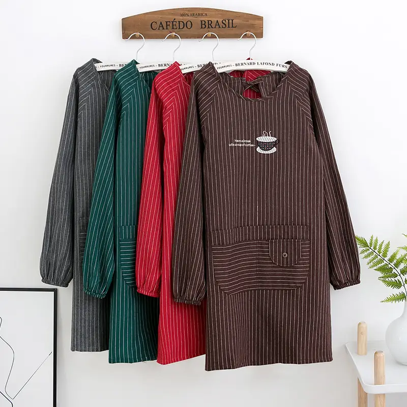Long Sleeve Apron Overalls Pure Cotton Kitchen Wear - Image 8