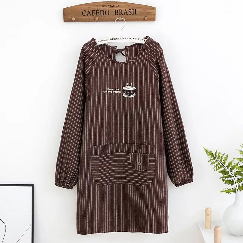 Long Sleeve Apron Overalls Pure Cotton Kitchen Wear - Image 2