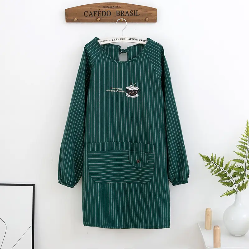 Long Sleeve Apron Overalls Pure Cotton Kitchen Wear - Image 3