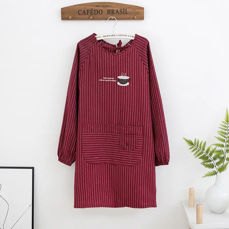 Long Sleeve Apron Overalls Pure Cotton Kitchen Wear - Image 4