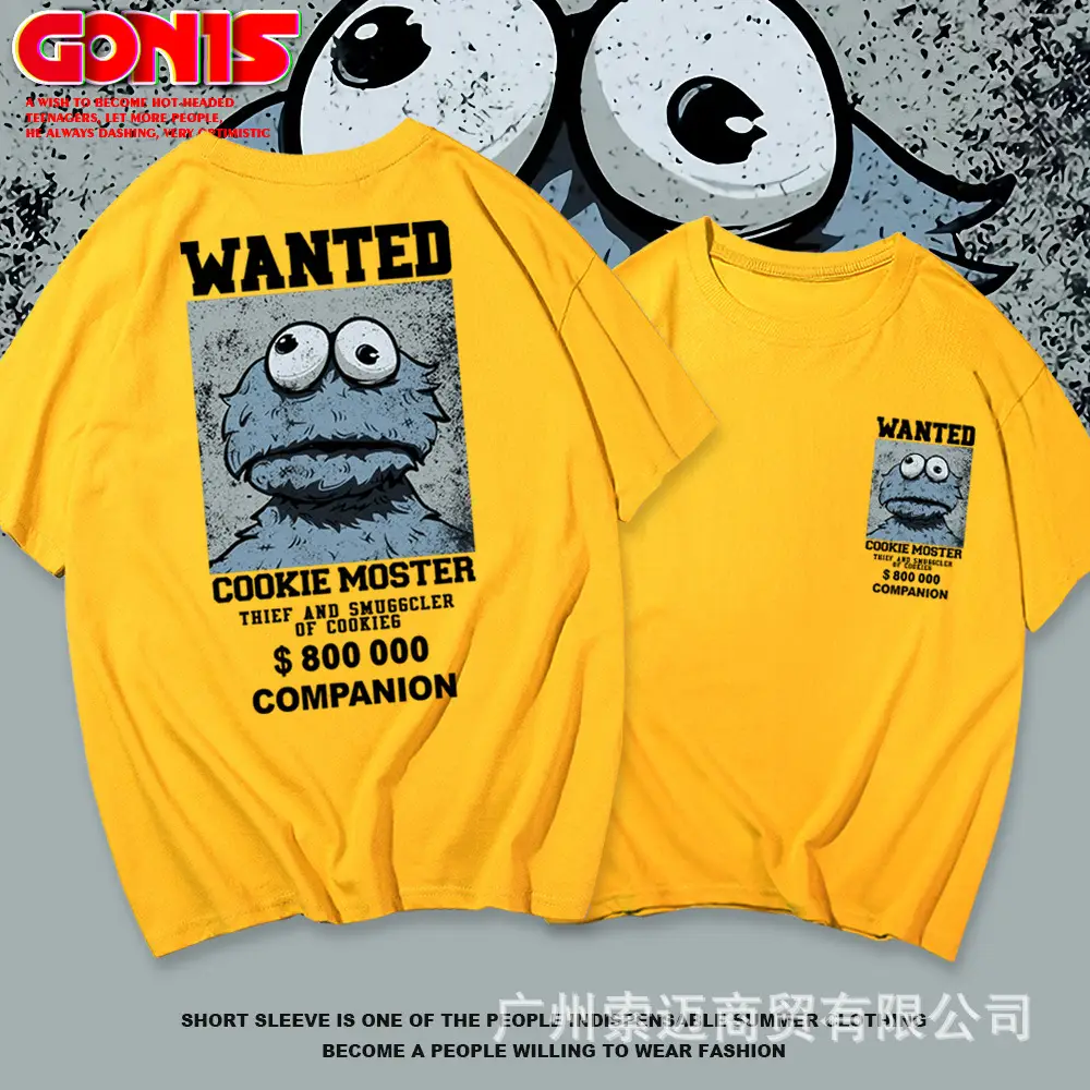 Japanese Cartoon Wanted Cookie T-Shirt Black Youth Summer - Image 10