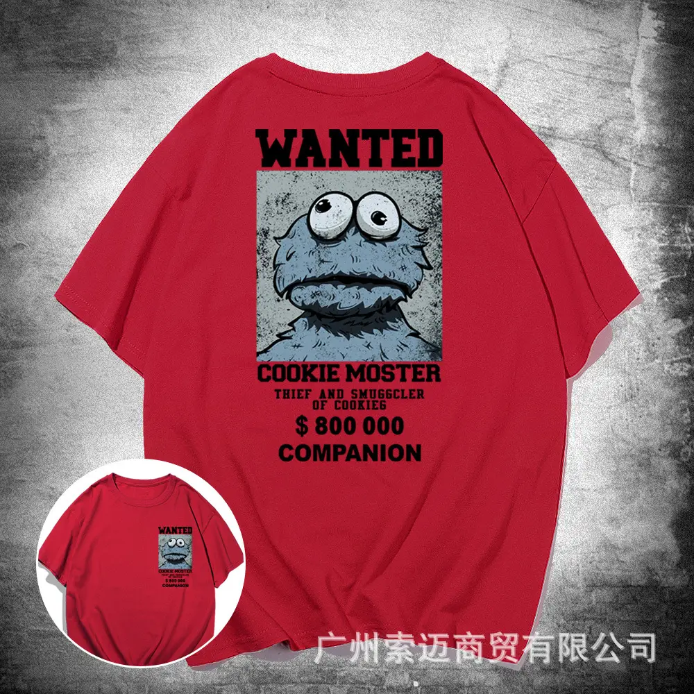 Japanese Cartoon Wanted Cookie T-Shirt Black Youth Summer - Image 4