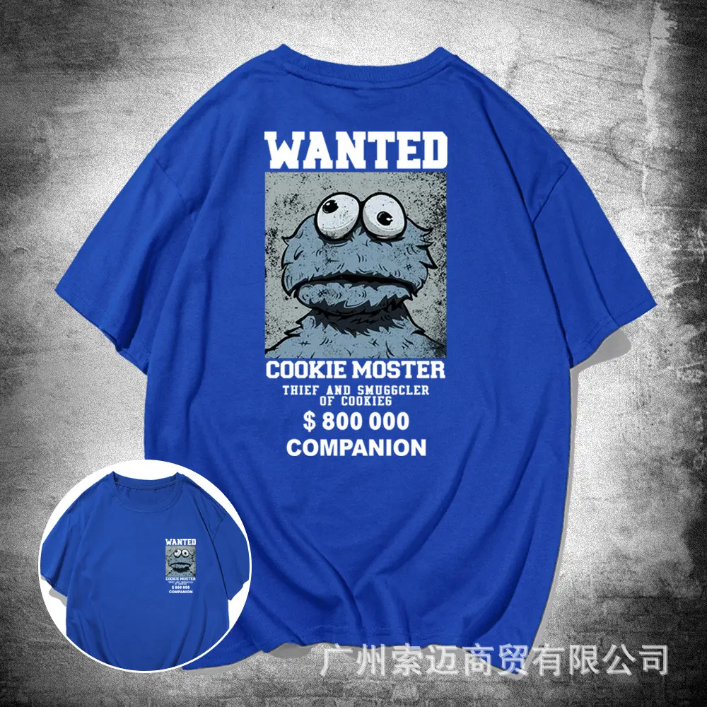 Japanese Cartoon Wanted Cookie T-Shirt Black Youth Summer - Image 5