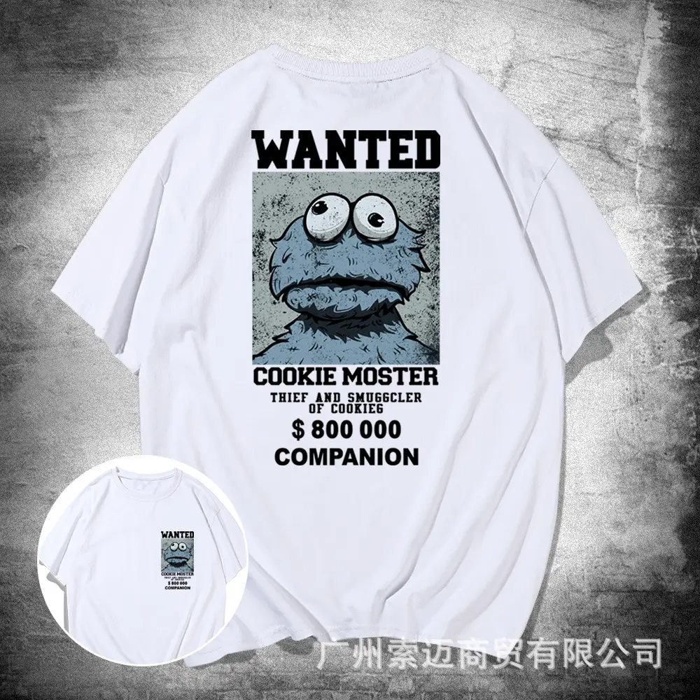 Japanese Cartoon Wanted Cookie T-Shirt Black Youth Summer - Image 2